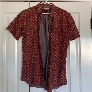 RVCA Red Patterned Button Down sz L